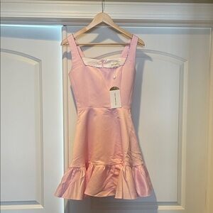 Post Meridiem Chic Pink Ruffle Mini Dress